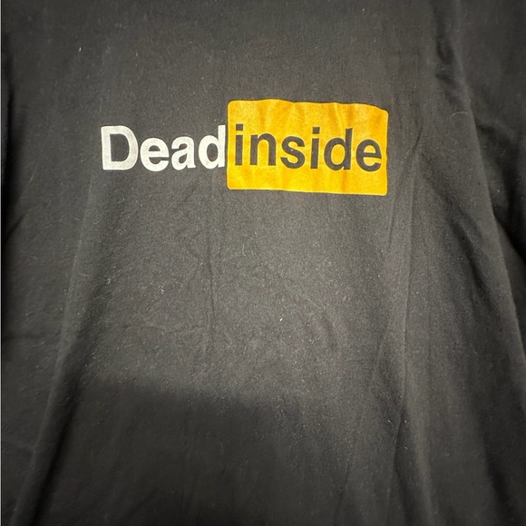 Dead Inside Yellow and Black Short Sleeve Tee with Bold Graphic - Picture 4 of 5